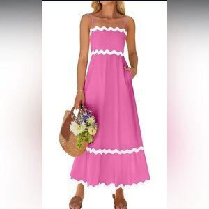 ZESICA pink maxi dress with pockets